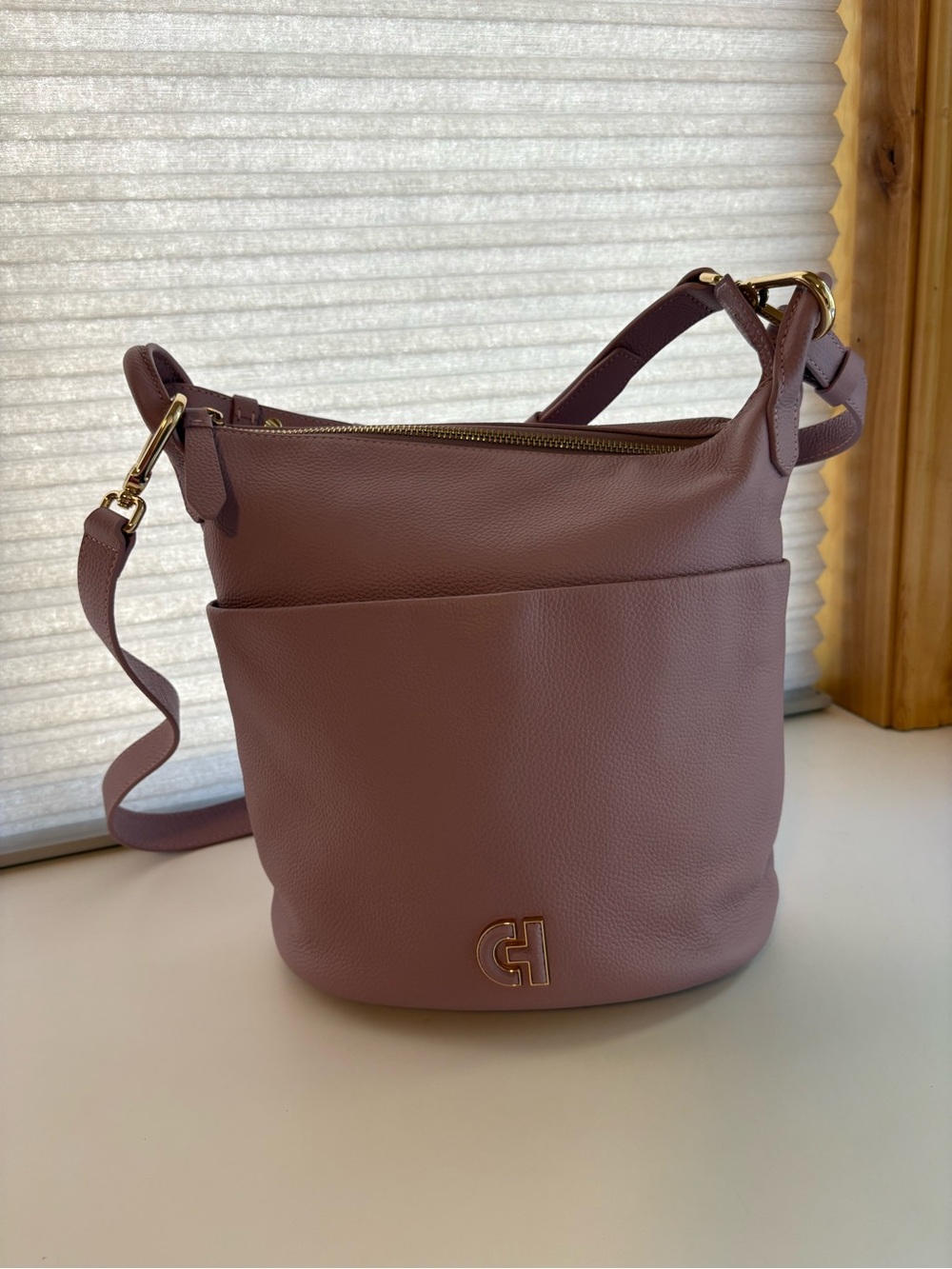 Cole Hann Blush Pink Pebbled Leather Shoulder Bag NWOT - Picture 7 of 9